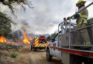 County fire crews battle two brushfires