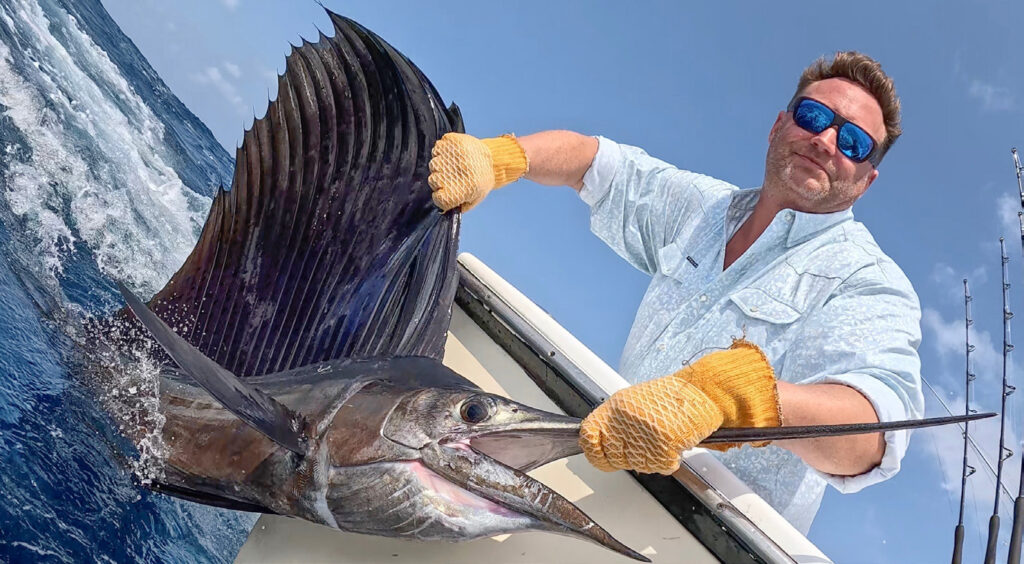 Landing sailfish in Guatemala
